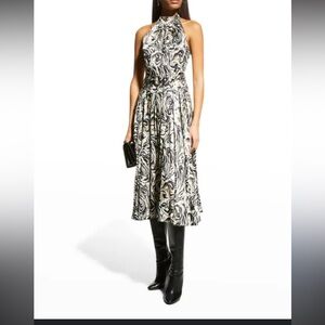 Diane Von Furstenberg DVF Nicola 6 Black and Cream Swirl Midi dress